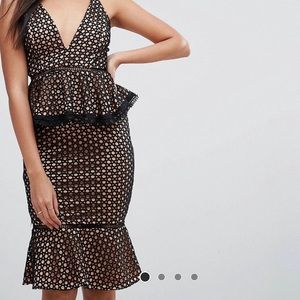 Peplum Lace Midi Dress